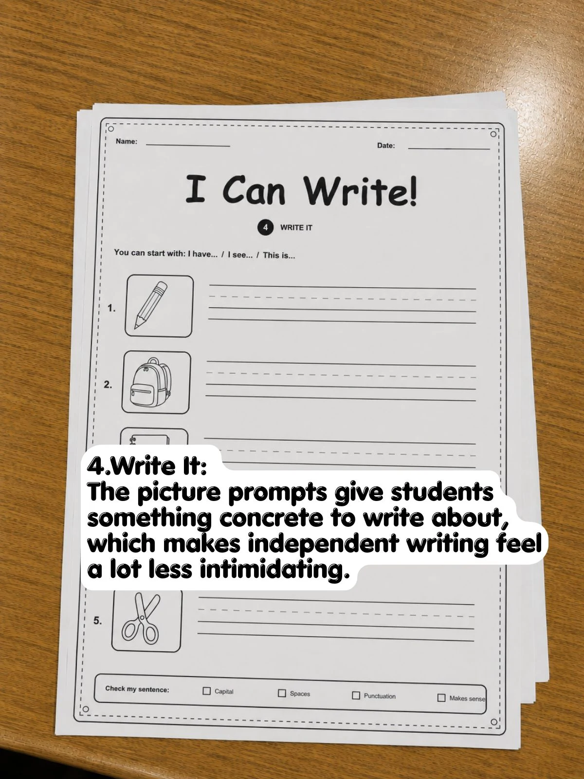 Write It step from the first-grade I Can Write worksheets