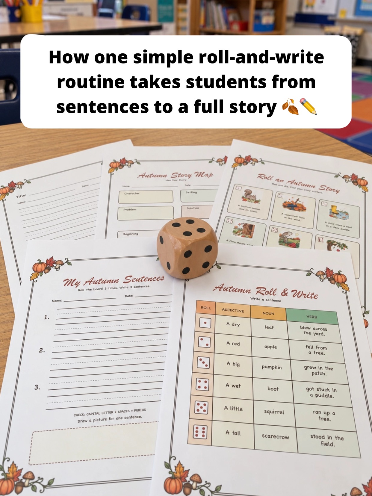 Roll and Write classroom routine step 1