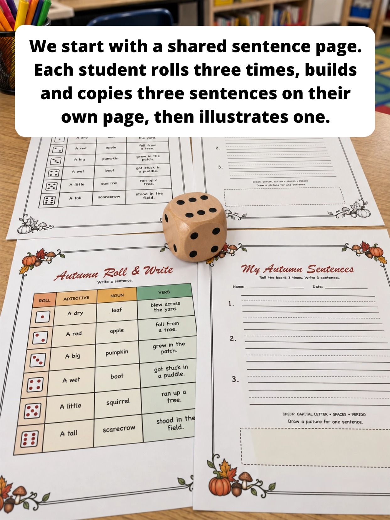Roll and Write classroom routine step 2